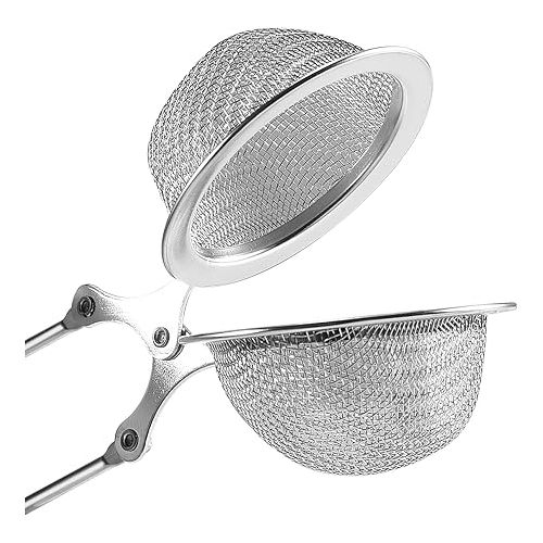  Snap Ball Tea Strainer, Exptolii 3 Pack Stainless Steel Tea Infuser Filter with Handle for Loose Leaf Tea, Spices, Seasonings