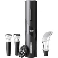 [아마존베스트]Exptolii Electric Wine Opener, Automatic Bottle Corkscrew with Foil Cutter, Vacuum Stopper and Wine Aerator Pourer