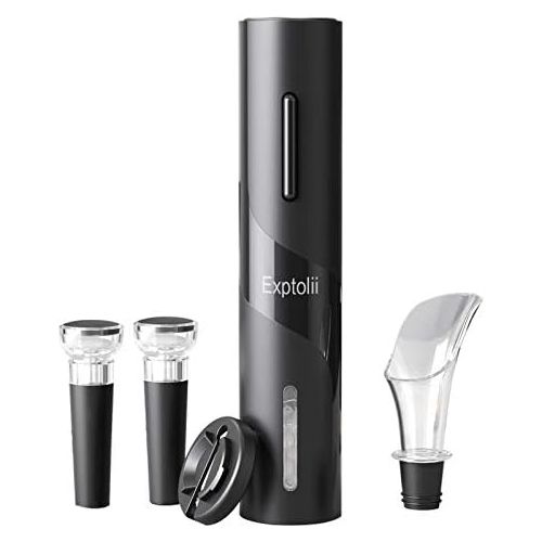  [아마존베스트]Exptolii Electric Wine Opener, Automatic Bottle Corkscrew with Foil Cutter, Vacuum Stopper and Wine Aerator Pourer