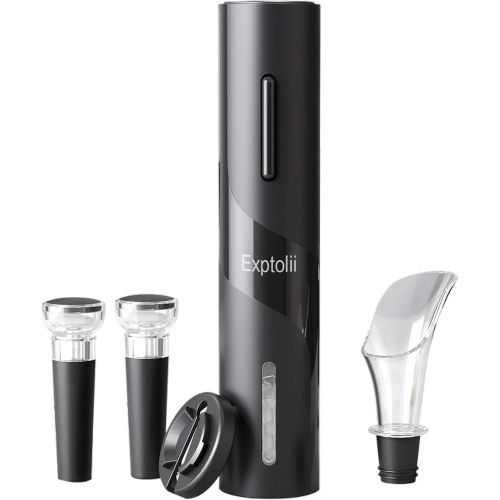  [아마존베스트]Exptolii Electric Wine Opener, Automatic Bottle Corkscrew with Foil Cutter, Vacuum Stopper and Wine Aerator Pourer