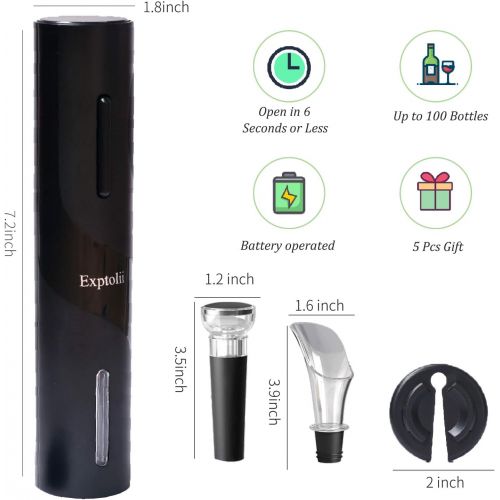  [아마존베스트]Exptolii Electric Wine Opener, Automatic Bottle Corkscrew with Foil Cutter, Vacuum Stopper and Wine Aerator Pourer