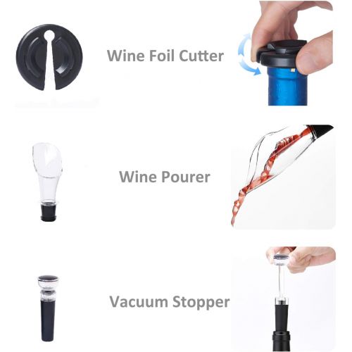  [아마존베스트]Exptolii Electric Wine Opener, Automatic Bottle Corkscrew with Foil Cutter, Vacuum Stopper and Wine Aerator Pourer