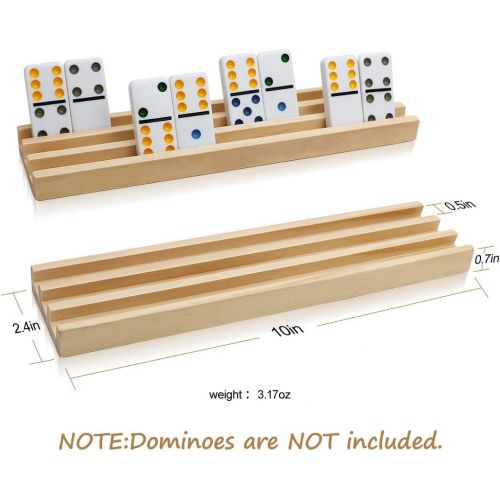  [아마존베스트]Wooden Domino Racks Set of 8 - Exqline Premium Domino Trays Holders Organizer for Mexican Train Chickenfoot and Other Domino Games - Dominoes NOT Included