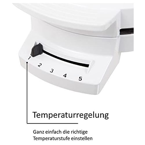  Exquisit 3101 we Waffeleisen/weiss / 1200 watt / 5 Herzen Waffelform/Anti-Haft-Beschichtet/Temperaturregler stufenlos