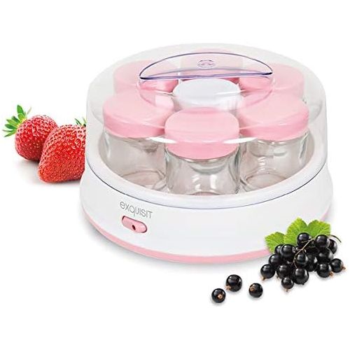  [아마존베스트]Exquisit Maker YM 3101 WEP | Make Yoghurt Yourself | 7 Serving Jars of 200 ml | Dishwasher Safe | 15 Watt | White/Pink