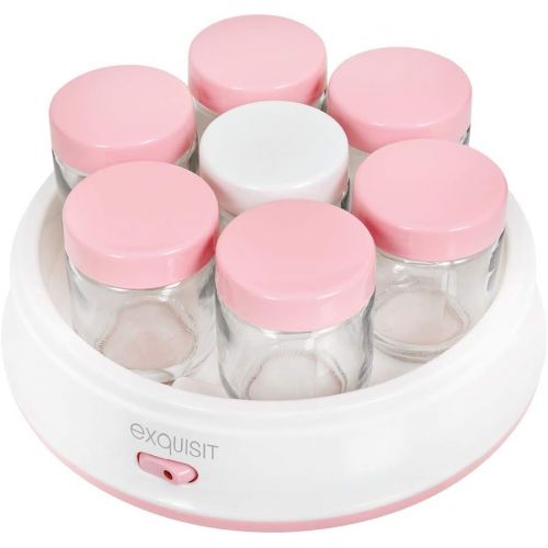  [아마존베스트]Exquisit Maker YM 3101 WEP | Make Yoghurt Yourself | 7 Serving Jars of 200 ml | Dishwasher Safe | 15 Watt | White/Pink