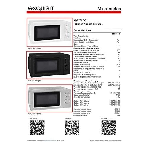  [아마존베스트]Exquisit Microwave MW 717-7 SW / 700 Watt / 17 L / Black