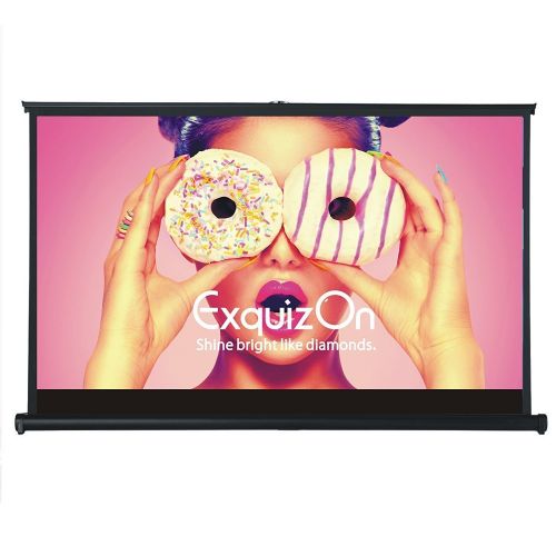  ExquizOn 50” Projector Screen Pull-Out Style 16:9 Matte White Fabric Home Cinema Portable Table-Top Movie Screen