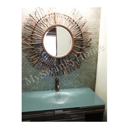  Extra Large Birch Branch Wood Sunburst Wall Mirror