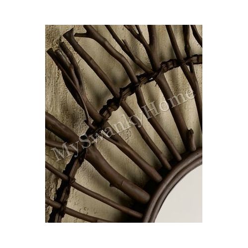  Extra Large Birch Branch Wood Sunburst Wall Mirror