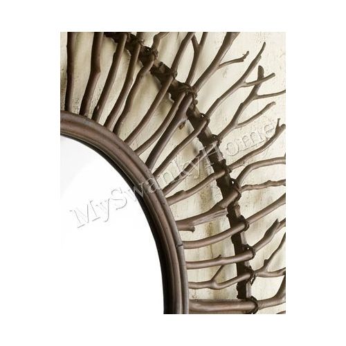  Extra Large Birch Branch Wood Sunburst Wall Mirror