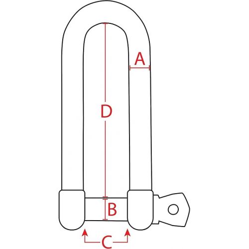  Extreme Max 3006.8209.2 BoatTector Stainless Steel Long D Shackle - 1/2