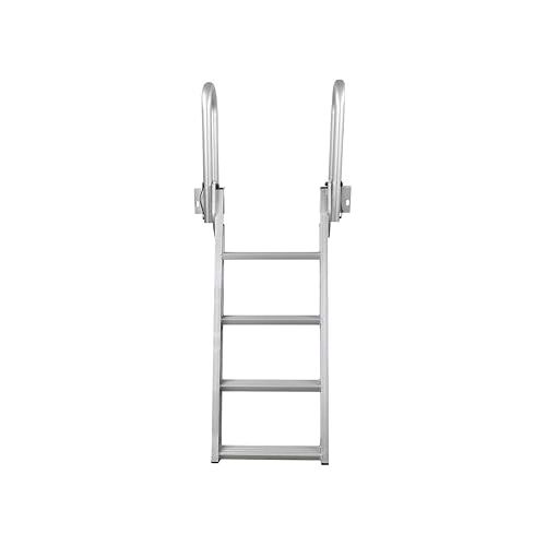  Extreme Max 3005.4227 Heavy-Duty Aluminum Slanted Flip-Up Dock Ladder with Comfort Use Round Tube Frame - 4-Step, 300 lbs. Weight Capacity