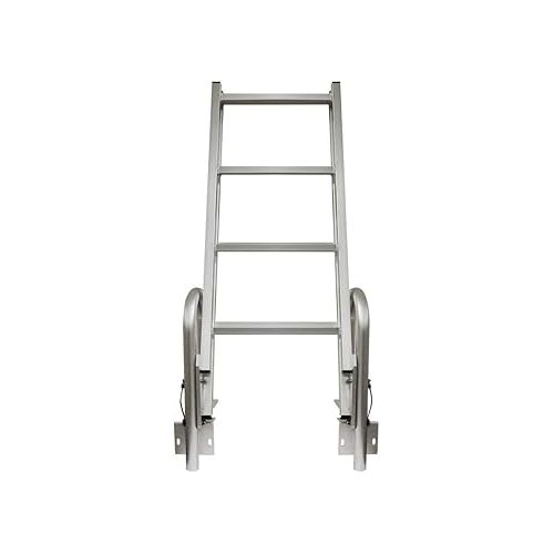  Extreme Max 3005.4227 Heavy-Duty Aluminum Slanted Flip-Up Dock Ladder with Comfort Use Round Tube Frame - 4-Step, 300 lbs. Weight Capacity