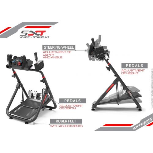  Extreme Sim Racing Wheel Stand Cockpit SXT V2 Racing Simulator - Racing Wheel Stand Black Edition For Logitech G25, G27, G29, G920, Thrustmaster And Fanatec - Heavy Dutty and Folda