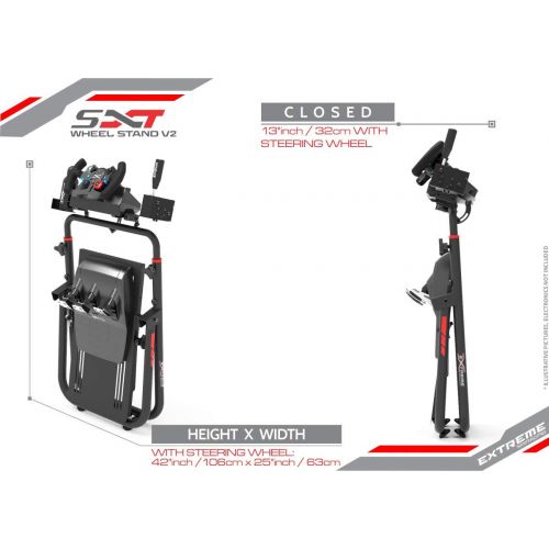  Extreme Sim Racing Wheel Stand Cockpit SXT V2 Racing Simulator - Racing Wheel Stand Black Edition For Logitech G25, G27, G29, G920, Thrustmaster And Fanatec - Heavy Dutty and Folda