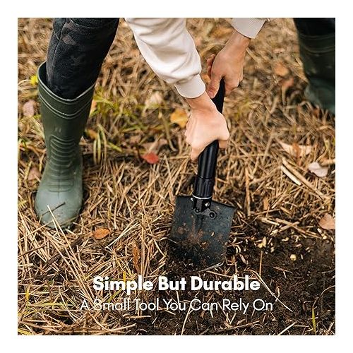  Extremus Folding Shovel- Heavy Duty Carbon Steel Military Shovel, Mini Portable Camping Shovel, Entrenching Tool for Off Road, Hiking, Digging Dirt, Sand, Mud & Snow