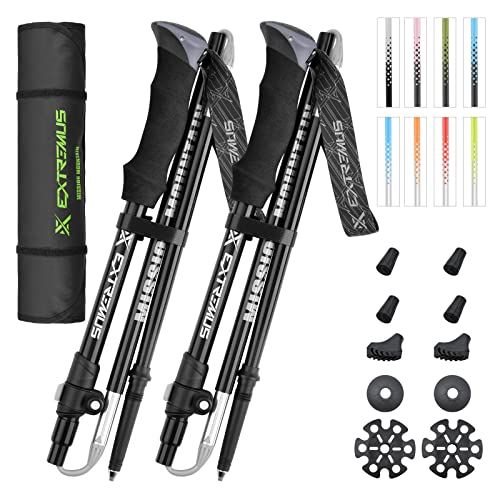  Extremus Mission Mountain Ultralight Trekking Poles ? One-Piece Construction Technology, 9.5 oz Aviation Aluminum Hiking Poles for Active Trekkers, Foldable Walking Hiking Sticks f