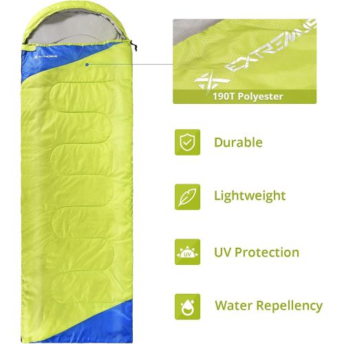  Extremus Rectangular Camping Sleeping Bag, 3-Season Comfort, Single/Double Backpacking Sleeping Bags for Adults, Lightweight, water repellency,Camping Gear, Stuff Sack With Compres