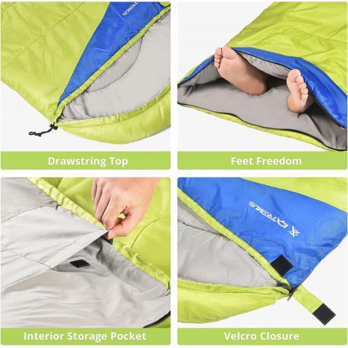  Extremus Rectangular Camping Sleeping Bag, 3-Season Comfort, Single/Double Backpacking Sleeping Bags for Adults, Lightweight, water repellency,Camping Gear, Stuff Sack With Compres