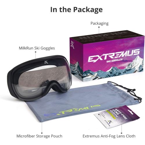  Extremus MilkRun Ski Goggles, Lightweight,Wide View,UV400 Protection,Helmet Compatible,Snowboard & Snow Goggles for Men Women