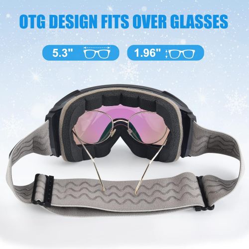  Extremus Cornice Ski Goggles - Interchangeble Lens Most Optically True Vision Choice - Premium Snow Goggles for Men & Women