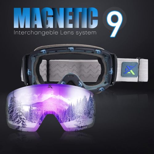  Extremus Cornice Ski Goggles - Interchangeble Lens Most Optically True Vision Choice - Premium Snow Goggles for Men & Women