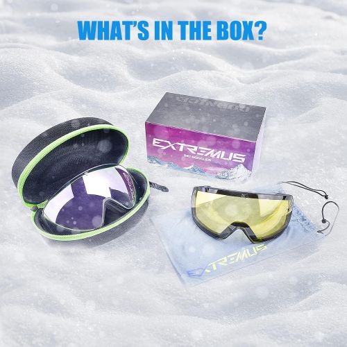  Extremus Cornice Ski Goggles - Interchangeble Lens Most Optically True Vision Choice - Premium Snow Goggles for Men & Women