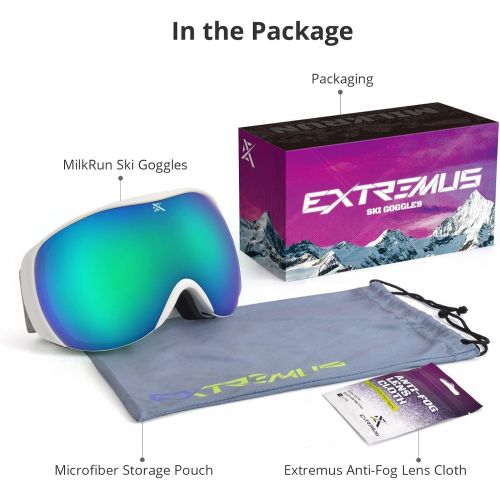  Extremus MilkRun Ski Goggles, Lightweight,Wide View,UV400 Protection,Helmet Compatible,Snowboard & Snow Goggles for Men Women