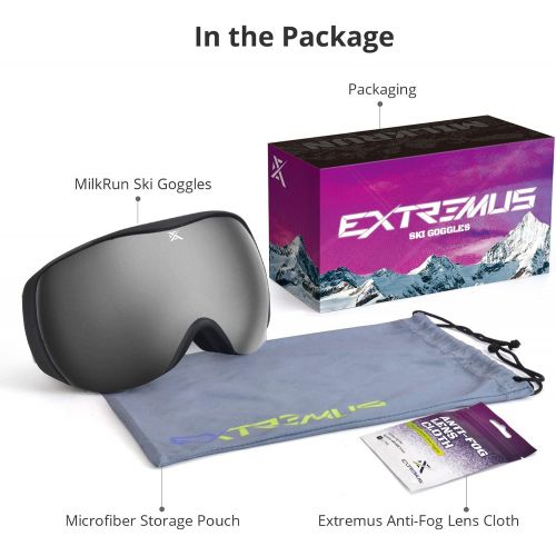  Extremus MilkRun Ski Goggles, Lightweight,Wide View,UV400 Protection,Helmet Compatible,Snowboard & Snow Goggles for Men Women