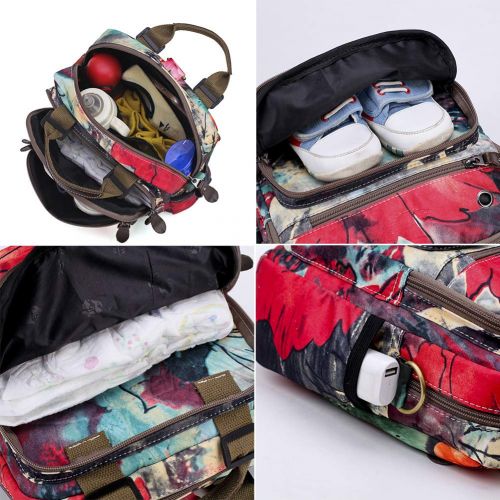  Exttlliy Mini Fashion Mummy Baby Diaper Bag Backpack，Floral Colorful Multi-Function Travel Bag Pack...