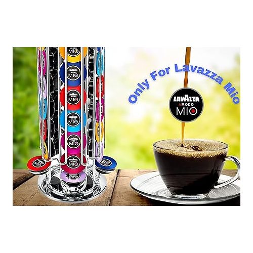  Exzact Coffee Capsule Holder, Compatible with Lavazza Mio Pods (28pcs) - Rotating Pod Tower Rack (Lavazza 28pcs)