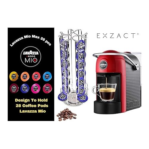  Exzact Coffee Capsule Holder, Compatible with Lavazza Mio Pods (28pcs) - Rotating Pod Tower Rack (Lavazza 28pcs)