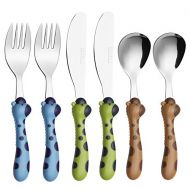 Exzact Kids Silverware Set 6 Pieces - Childrens Flatware Stainless Steel - 2 x Children Safe Forks, 2 x Safe Table Knife, 2 x Tablespoons, Toddler Utensils for Lunch Box BPA Free (