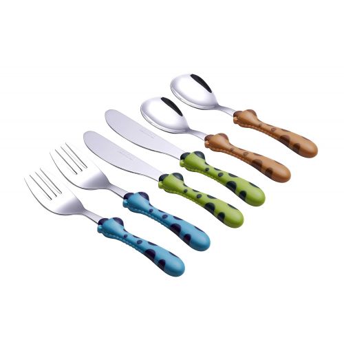  Exzact Kids Silverware Set 6 Pieces - Childrens Flatware Stainless Steel - 2 x Children Safe Forks, 2 x Safe Table Knife, 2 x Tablespoons, Toddler Utensils for Lunch Box BPA Free (