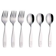 [아마존베스트]Exzact Kids Silverware 6 Pieces Childrens Safe Flatware Set Stainless Steel - 3 x Children Forks, 3 x Children...