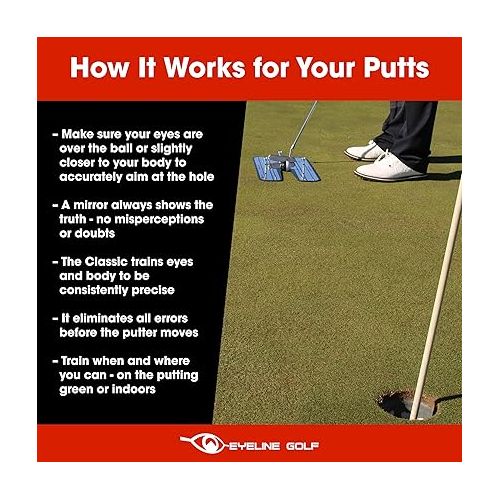  EyeLine Golf Patented Putting Mirror Training Aid - Portable Putting Trainer for Games Drills, As seen on PGA Tour, Made in USA, Use Outdoors or Indoors, Mirror Size 9.25 x 17.5 in.