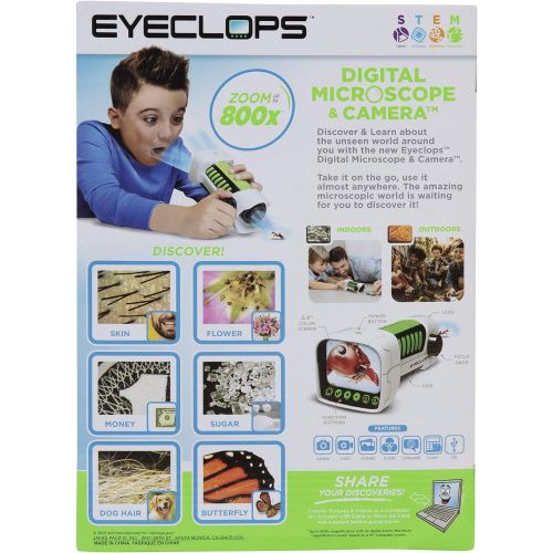  [아마존베스트]EyeClops Digital Microscope & Camera with built in color screen -800X Zoom- Wireless - Use indoors & outdoors- Take pictures & video - Download to Windows PC & Mac  STEM