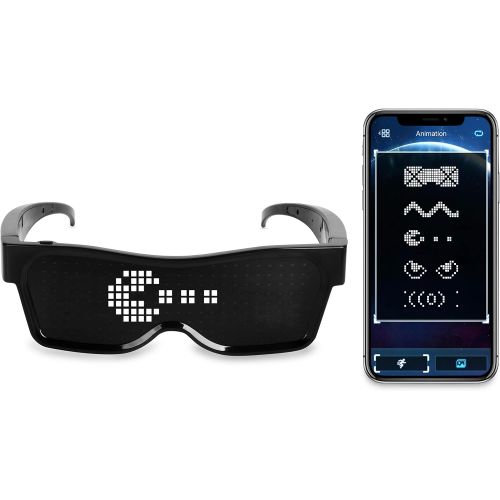  [아마존베스트]EYEFLASHES LED Glasses for Parties -LED Bluetooth Glasses for Festivals - Cool Glasses to Display Customized Flashing Messages & Animations via Bluetooth on our App- Light up the