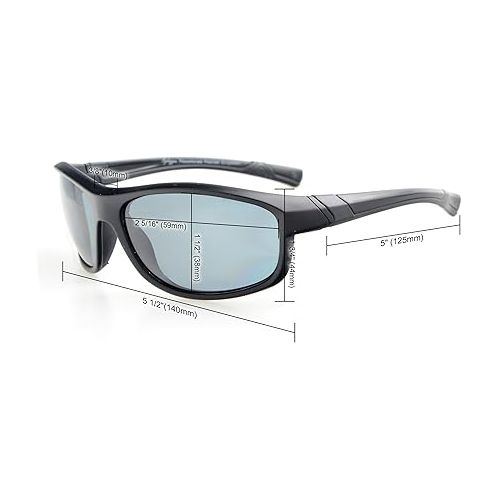  Eyekepper Fashion Sports Bifocal Sunglasses TR90 Unbreakable Outdoor Readers Baseball Running Fishing Driving Golf Softball Hiking Matte Black-Blue Frame Grey Lens