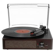 Eyesenus Bluetooth Record Player Belt-Driven 3-Speed Turntable, Vintage Vinyl Record Players Built-in Stereo Speakers, with Headphone Jack/ Aux Input/ RCA Line Out, Brown Wooden