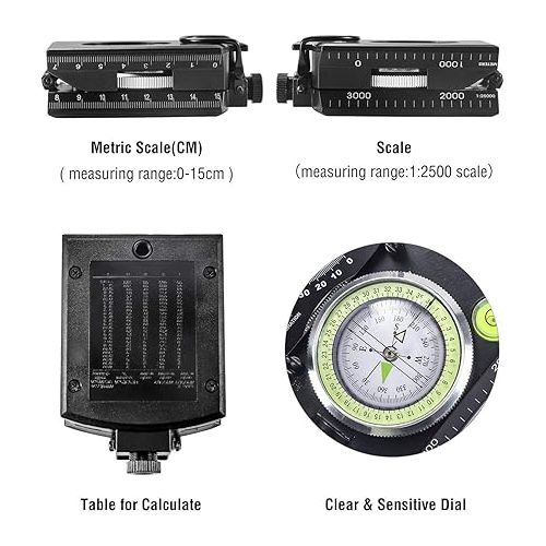  Eyeskey Multifunctional Military Sighting Navigation Compass with Inclinometer | Impact Resistant & Waterproof Compass for Hiking, Camping