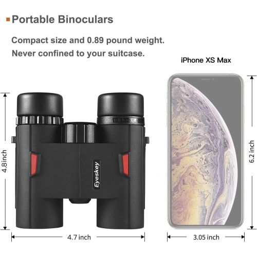  Eyeskey Wayfarer 8x32 Compact Binoculars for Adults and Kids with Phone Adapter, Specially Designed for Travel, Great Gift Black