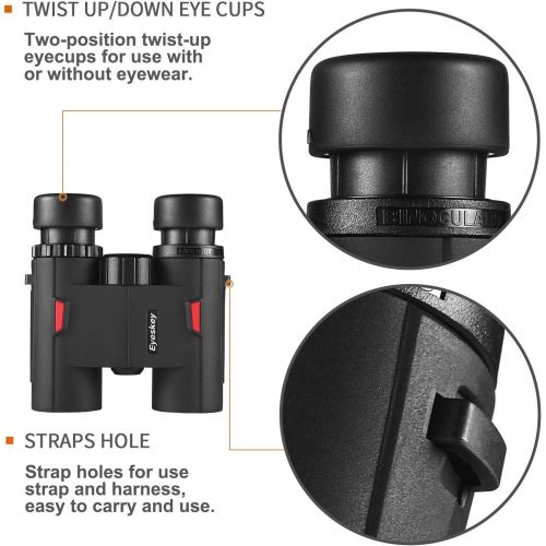  Eyeskey Wayfarer 8x32 Compact Binoculars for Adults and Kids with Phone Adapter, Specially Designed for Travel, Great Gift Black