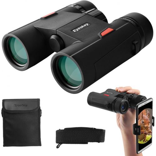  Eyeskey Wayfarer 8x32 Compact Binoculars for Adults and Kids with Phone Adapter, Specially Designed for Travel, Great Gift Black