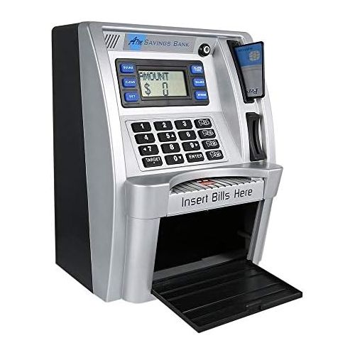  [아마존베스트]ATM Savings Bank, Personal ATM Cash Coin Money Savings Piggy Bank Silver/Black Machine