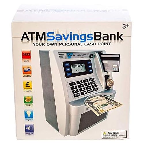  [아마존베스트]ATM Savings Bank, Personal ATM Cash Coin Money Savings Piggy Bank Silver/Black Machine