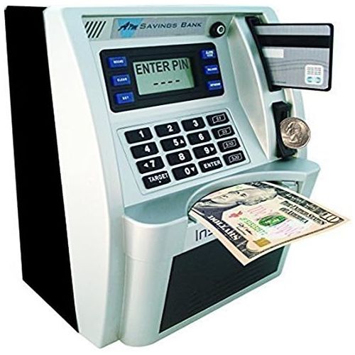  [아마존베스트]ATM Savings Bank, Personal ATM Cash Coin Money Savings Piggy Bank Silver/Black Machine