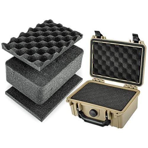  Eylar Protective Gear and Camera Hard Case Water & Shock Proof w/ Foam TSA Approved 8.12 inch 6.56 inch 3.56 inch (Tan)