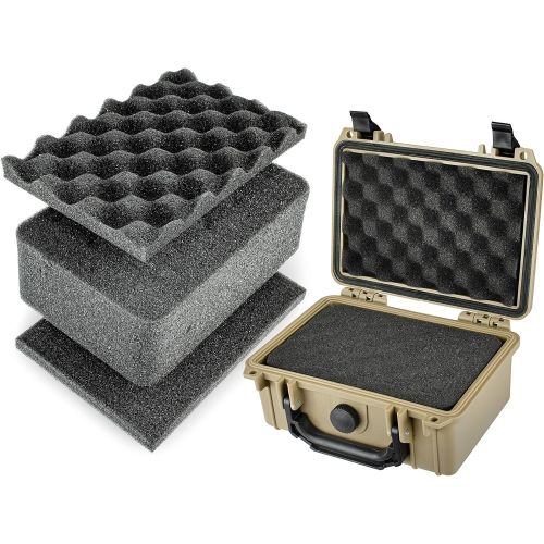  Eylar Protective Gear and Camera Hard Case Water & Shock Proof w/ Foam TSA Approved 8.12 inch 6.56 inch 3.56 inch (Tan)